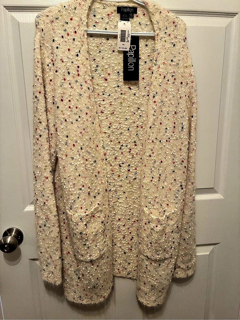 Papillon Confetti Open Cardi Cardigan Cream & Multicolor XL